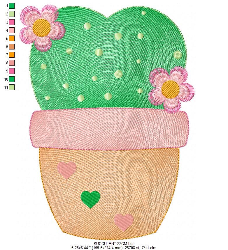 Cactus embroidery designs - Succulent embroidery design machine embroidery pattern - Mexican cactus in a pot - Plant vase embroidery file Marcia Embroidery
