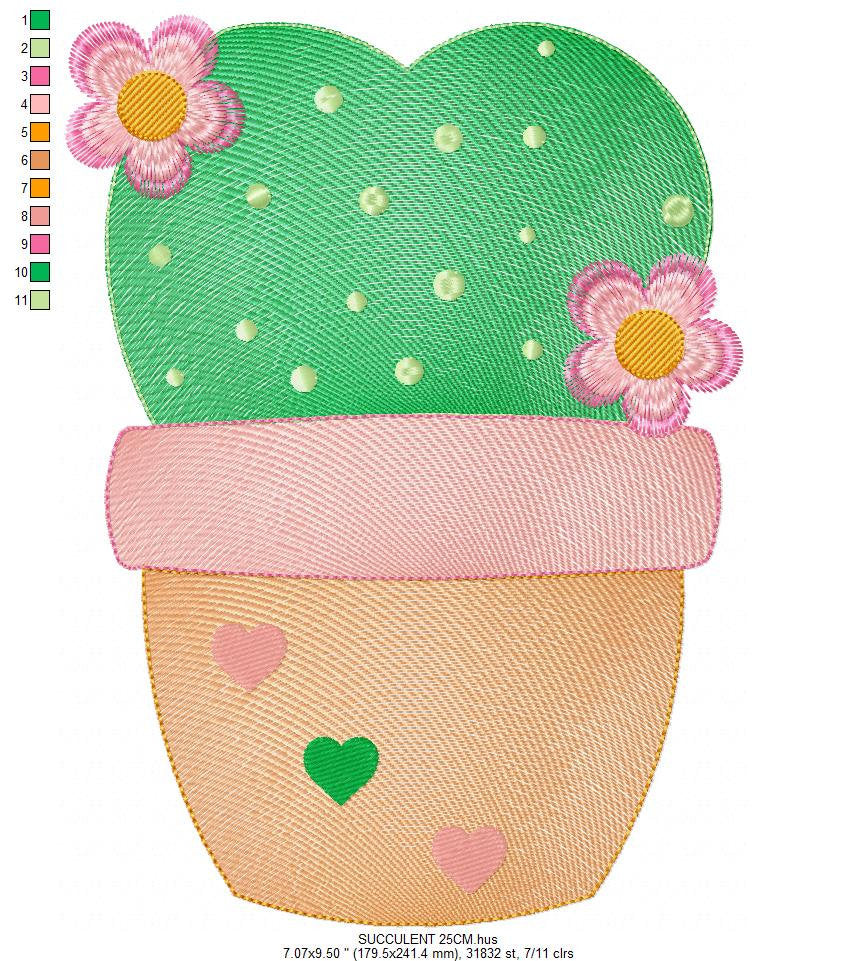 Cactus embroidery designs - Succulent embroidery design machine embroidery pattern - Mexican cactus in a pot - Plant vase embroidery file Marcia Embroidery