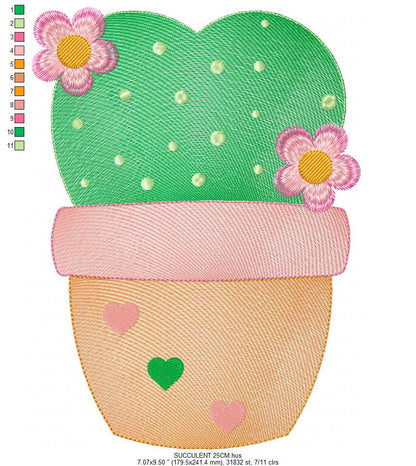 Cactus embroidery designs - Succulent embroidery design machine embroidery pattern - Mexican cactus in a pot - Plant vase embroidery file Marcia Embroidery