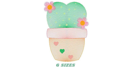Cactus embroidery designs - Succulent embroidery design machine embroidery pattern - Mexican cactus in a pot - Plant vase embroidery file Marcia Embroidery