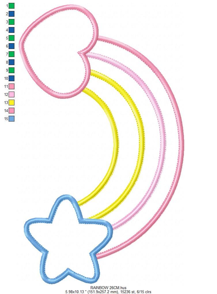 Rainbow embroidery design - Rainbow applique embroidery designs machine embroidery pattern - Baby girl embroidery file - sky rainbow cute