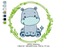 Load image into Gallery viewer, Hippo embroidery designs - Safari embroidery design machine embroidery pattern - Animal embroidery file - Hippo with applique frame pes jef
