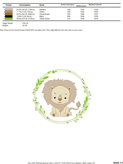 Lion embroidery designs - Safari embroidery design machine embroidery pattern - Baby boy embroidery file - Lion king embroidery download pes Marcia Embroidery