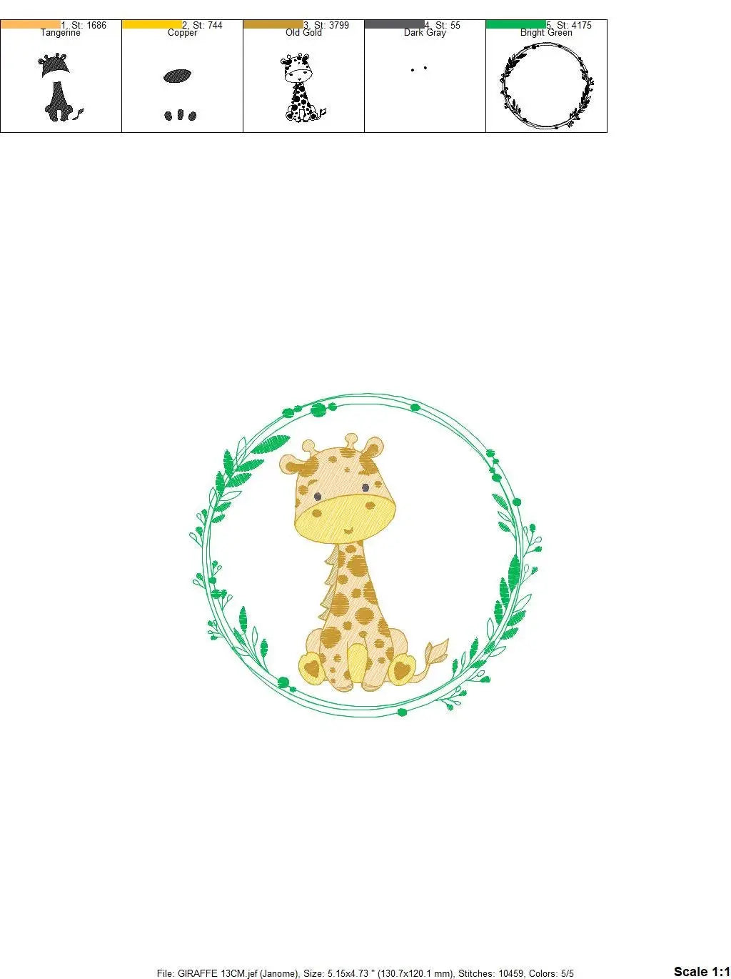 Giraffe embroidery designs - Woodland animals embroidery design machine embroidery pattern - Baby girl embroidery file - instant download Marcia Embroidery