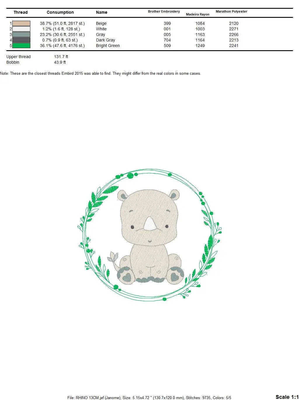 Rhino embroidery designs - Animal embroidery design machine embroidery pattern - baby boy embroidery file - girl embroidery download pes jef Marcia Embroidery