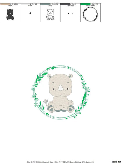 Rhino embroidery designs - Animal embroidery design machine embroidery pattern - baby boy embroidery file - girl embroidery download pes jef Marcia Embroidery