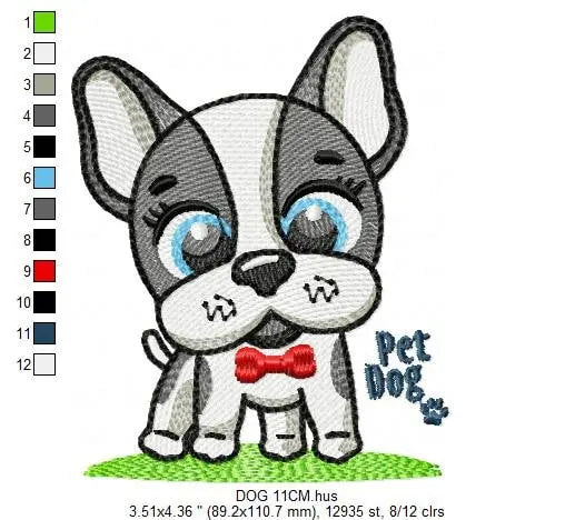 French bulldog embroidery designs - Pet Dog machine embroidery pattern - Puppy embroidery file - Instant digital download pes jef dst hus Marcia Embroidery