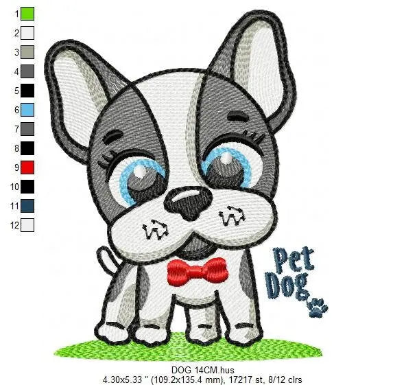 French bulldog embroidery designs - Pet Dog machine embroidery pattern - Puppy embroidery file - Instant digital download pes jef dst hus Marcia Embroidery