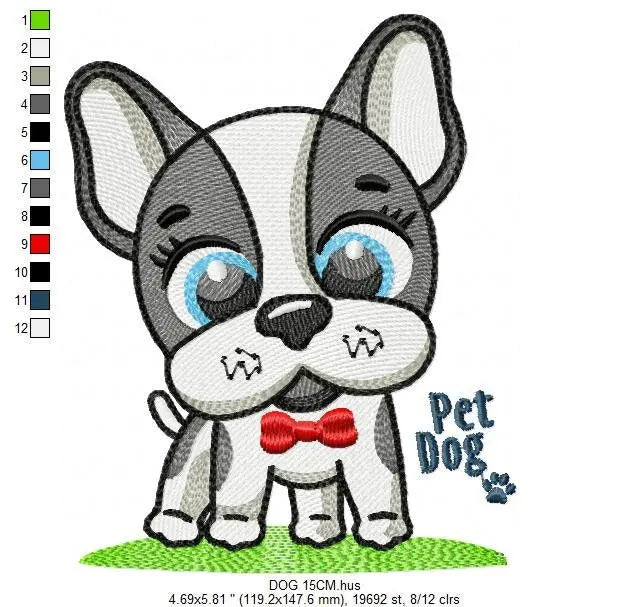 French bulldog embroidery designs - Pet Dog machine embroidery pattern - Puppy embroidery file - Instant digital download pes jef dst hus Marcia Embroidery