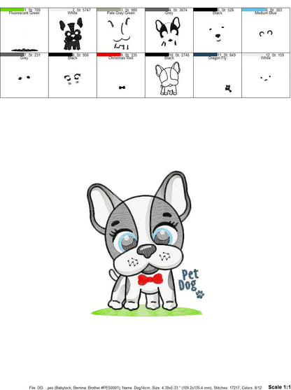 French bulldog embroidery designs - Pet Dog machine embroidery pattern - Puppy embroidery file - Instant digital download pes jef dst hus Marcia Embroidery