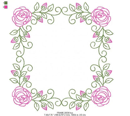 Roses Monogram Frame embroidery designs - Flower embroidery design machine embroidery pattern - Floral embroidery file - girl embroidery pes Marcia Embroidery