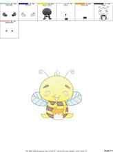 Load image into Gallery viewer, Bee embroidery design - Bee Happy embroidery designs machine embroidery pattern - baby girl embroidery file - honey bee design  pes jef hus
