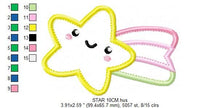 Cargar imagen en el visor de la galería, Shooting star embroidery designs - Rainbow embroidery design machine embroidery pattern - baby girl embroidery file - star applique design
