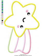 Carica l&#39;immagine nel visualizzatore di Gallery, Shooting star embroidery designs - Rainbow embroidery design machine embroidery pattern - baby girl embroidery file - star applique design
