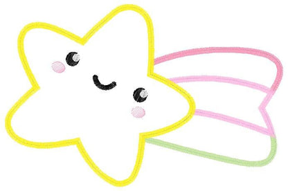 Shooting star embroidery designs - Falling Star Applique machine embroidery pattern - Baby girl file - Instant digital download pes jef dst