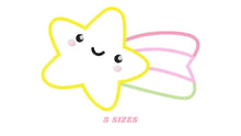 Cargar imagen en el visor de la galería, Shooting star embroidery designs - Rainbow embroidery design machine embroidery pattern - baby girl embroidery file - star applique design
