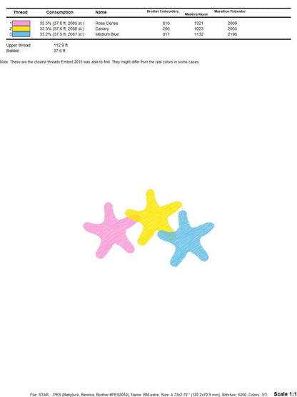 Starfish embroidery designs - Stars fish sea embroidery design machine embroidery pattern - Ocean sea rippled design - instant download pes