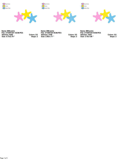 Starfish embroidery designs - Stars fish sea embroidery design machine embroidery pattern - Ocean sea rippled design - instant download pes