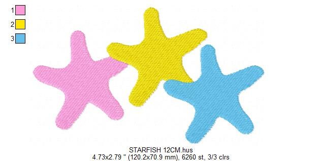 Starfish embroidery designs - Stars fish sea embroidery design machine embroidery pattern - Ocean sea rippled design - instant download pes