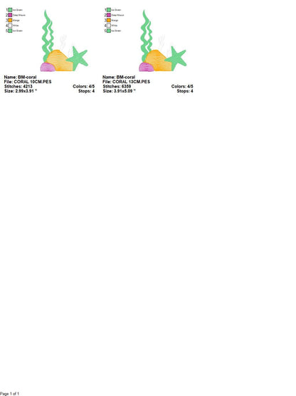 Coral embroidery designs - Seaweed embroidery design machine embroidery pattern - Starfish Ocean deep sea embroidery file - instant download