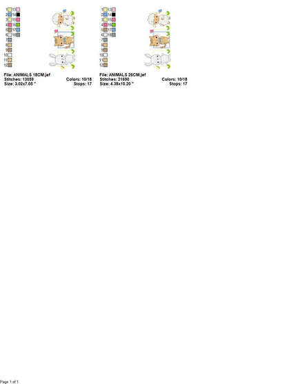 Cat embroidery design - Sheep machine embroidery pattern - Baby boy Rabbit Bunny file - Animal Friends Frame - Instant digital download pes