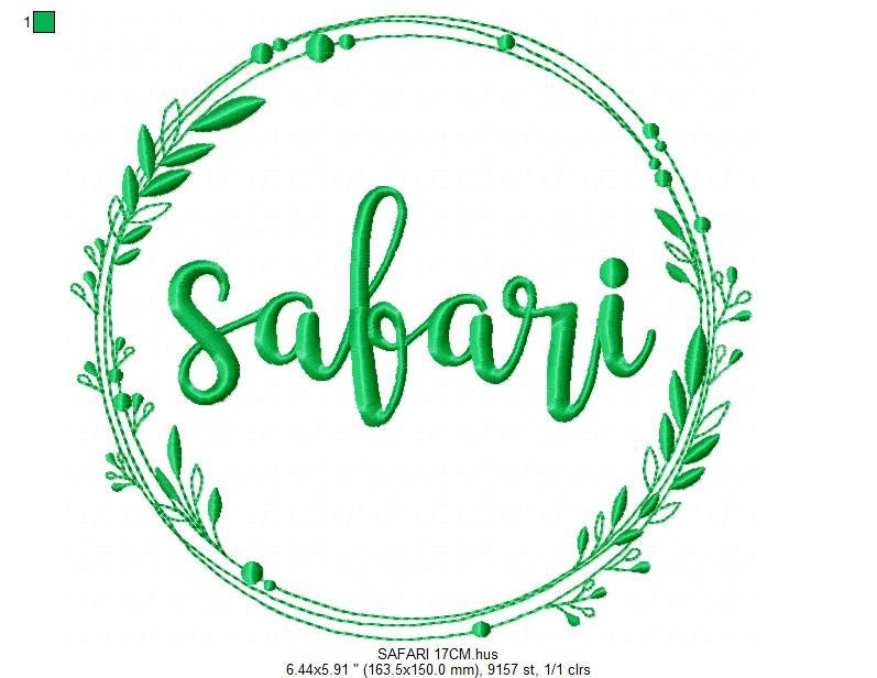 Safari embroidery designs - Animals embroidery design machine embroidery pattern - Laurel frame embroidery file - instant download pes jef