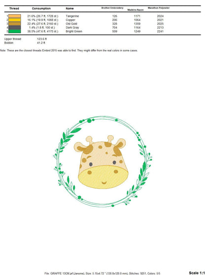 Giraffe face embroidery designs - Giraffe embroidery design machine embroidery pattern - Baby boy embroidery file - instant download pes jef - Marcia Embroidery