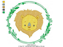 Load image into Gallery viewer, Lion face embroidery designs - Lion embroidery design machine embroidery pattern - Safari embroidery file - Laurel frame embroidery download
