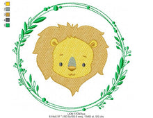 Load image into Gallery viewer, Lion face embroidery designs - Lion embroidery design machine embroidery pattern - Safari embroidery file - Laurel frame embroidery download
