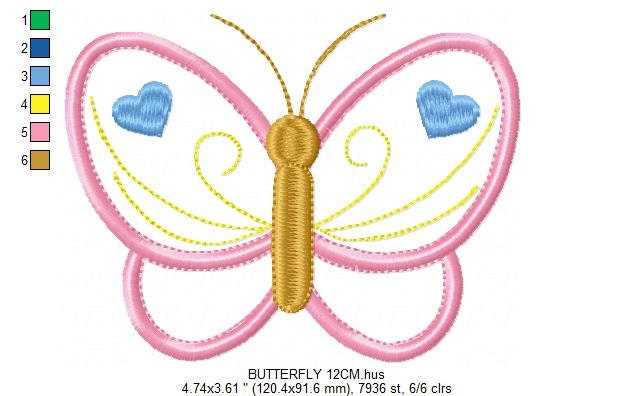 Butterfly embroidery design - Butterflies applique machine embroidery pattern - Baby girl file - Instant digital download jef pes dst hus Marcia Embroidery