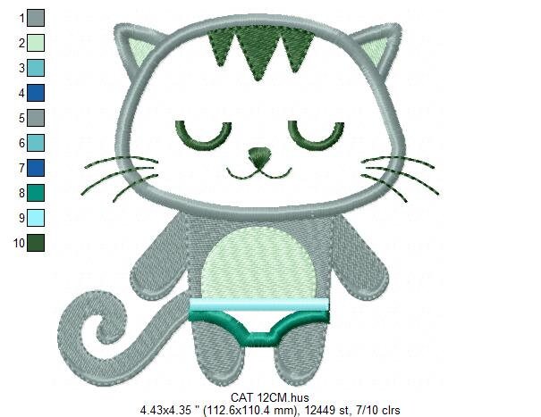 Cat embroidery design - Kitty embroidery designs machine embroidery pattern - Pet embroidery file - Cat applique design - instant download Marcia Embroidery