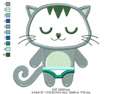 Cat embroidery design - Kitty embroidery designs machine embroidery pattern - Pet embroidery file - Cat applique design - instant download Marcia Embroidery