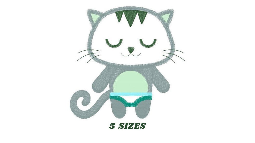 Cat embroidery design - Kitty embroidery designs machine embroidery pattern - Pet embroidery file - Cat applique design - instant download