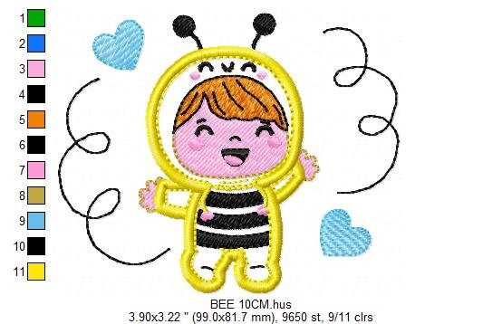 Bee embroidery design - Baby Girl embroidery designs machine embroidery pattern - Children embroidery file - Bee aplique design Halloween Marcia Embroidery
