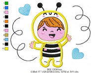 Load image into Gallery viewer, Bee embroidery design - Baby Girl embroidery designs machine embroidery pattern - Children embroidery file - Bee aplique design Halloween
