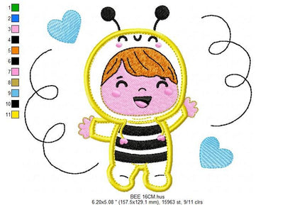 Bee embroidery design - Baby Girl embroidery designs machine embroidery pattern - Children embroidery file - Bee aplique design Halloween Marcia Embroidery