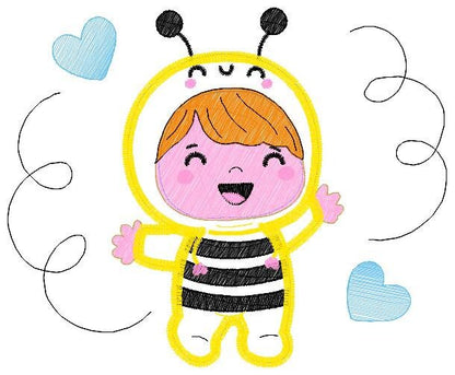 Bee embroidery design - Baby Girl embroidery designs machine embroidery pattern - Children embroidery file - Bee aplique design Halloween Marcia Embroidery