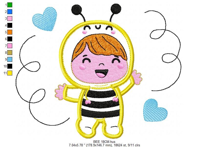 Bee embroidery design - Baby Girl embroidery designs machine embroidery pattern - Children embroidery file - Bee aplique design Halloween Marcia Embroidery