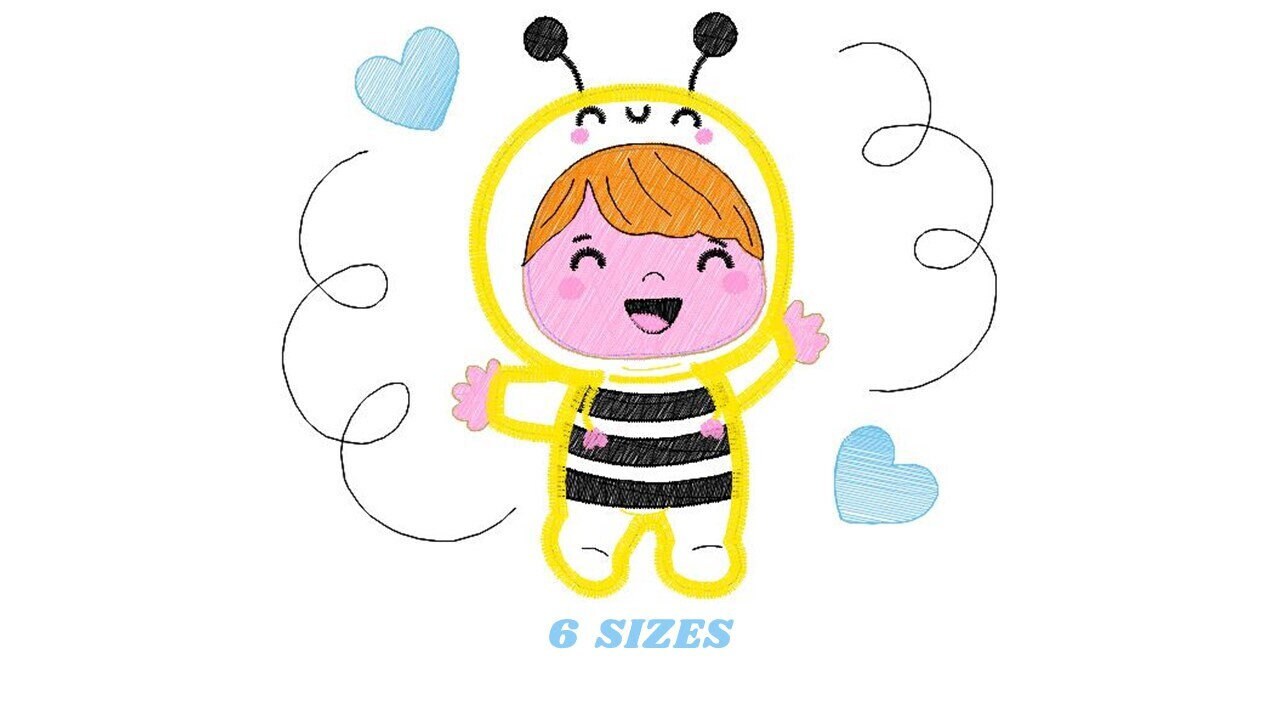 Bee embroidery design - Baby Girl embroidery designs machine embroidery pattern - Children embroidery file - Bee aplique design Halloween Marcia Embroidery