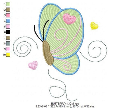 Butterfly embroidery design - Cute embroidery designs machine embroidery pattern - Baby girl embroidery file - instant download digital pes - Marcia Embroidery