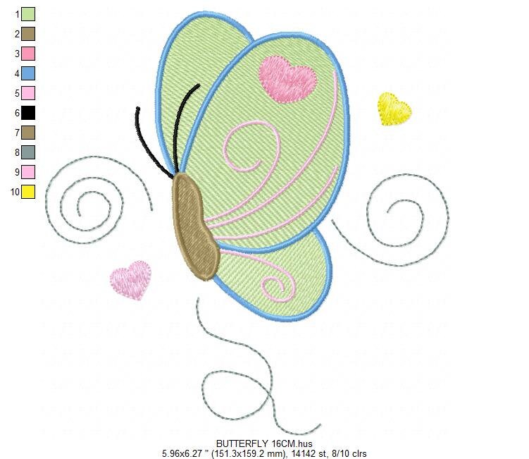 Butterfly embroidery design - Cute embroidery designs machine embroidery pattern - Baby girl embroidery file - instant download digital pes - Marcia Embroidery