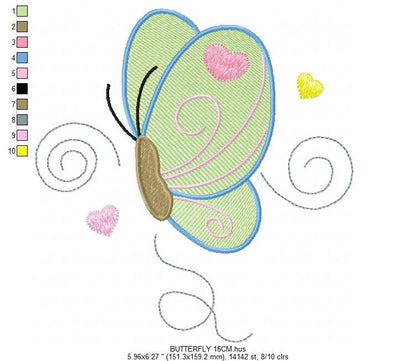 Butterfly embroidery design - Cute embroidery designs machine embroidery pattern - Baby girl embroidery file - instant download digital pes - Marcia Embroidery