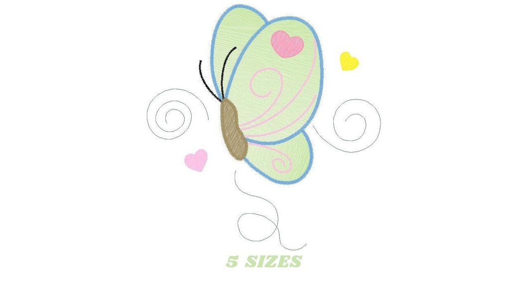 Butterfly embroidery design - Cute embroidery designs machine embroidery pattern - Baby girl embroidery file - instant download digital pes