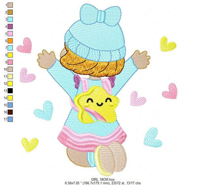 Baby girl embroidery designs - Girl with hearts embroidery design machine embroidery pattern - Happy girl embroidery file - instant download Marcia Embroidery