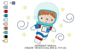 Astronaut embroidery designs - Baby boy embroidery design machine embroidery pattern - Space embroidery file - instant download Star Rocket