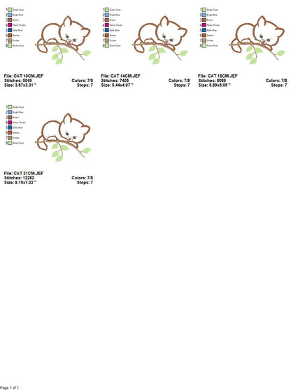 Cat embroidery design - Animal embroidery designs machine embroidery pattern - Kitty embroidery file - baby girl embroidery cat applique