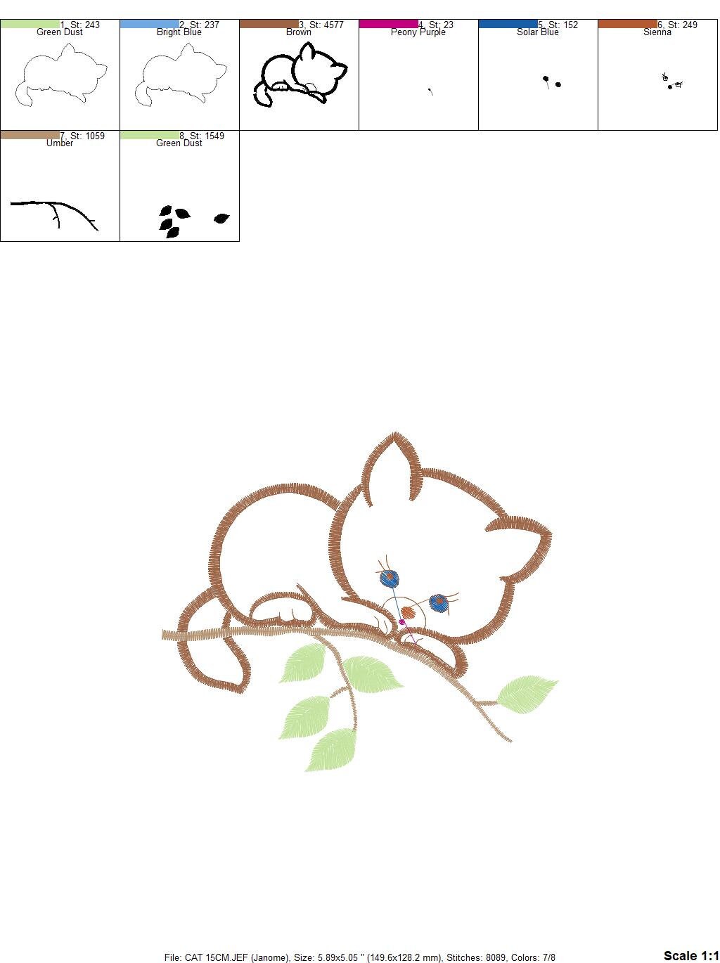 Cat embroidery design - Animal embroidery designs machine embroidery pattern - Kitty embroidery file - baby girl embroidery cat applique