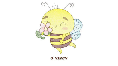 Bee embroidery design - Bee with flowers machine embroidery pattern - Baby girl file - Honey bee design - Save the bees - Instant download Marcia Embroidery
