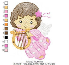 Charger l&#39;image dans la galerie, Angel with harp embroidery designs - Baby girl embroidery design machine embroidery pattern - Angel embroidery file - instant download jef
