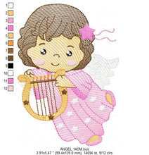 Laden Sie das Bild in den Galerie-Viewer, Angel with harp embroidery designs - Baby girl embroidery design machine embroidery pattern - Angel embroidery file - instant download jef
